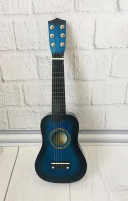 Гітара дитяча M 1369 дерево синя, 58 см, 6 струн, запасна струна, медіатор, 5 кольорів 1369 blue фото