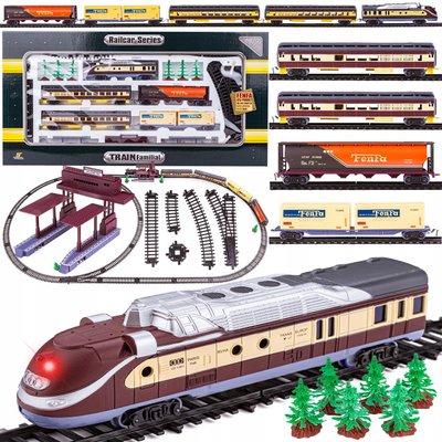 Дитяча залізниця FENFA 1:87, 5 вагонів, дерева, 3 станції, 325 см, світло, звук 1601 B-1 фото