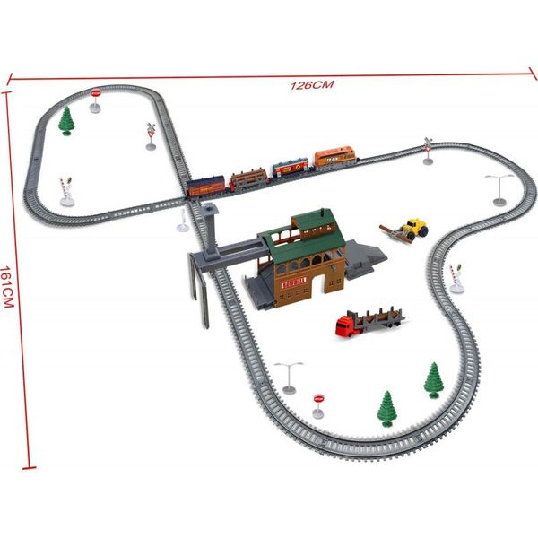 Дитяча залізниця BSQ 2083 з Лісопилкою і Вантажною Станцією, довжина колії 450 см BSQ 2083 фото