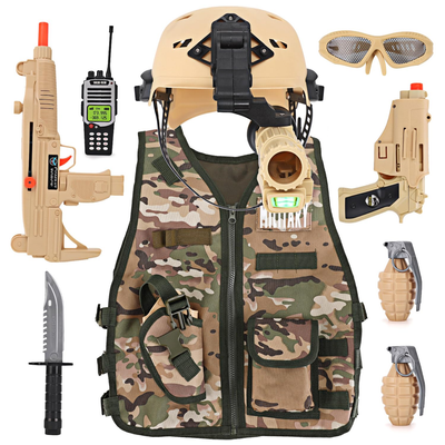 Дитячий Військовий набір із жилетом, автоматом, пістолетом, гранатою та каскою, ніж, окуляри, рація D012 D012 фото