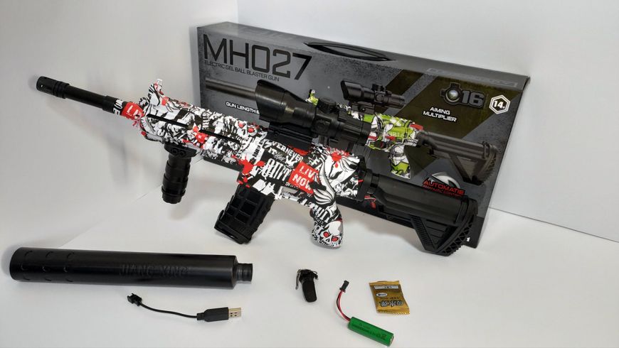 Игрушечный автомат Орбиз M416 Граффити Red на аккумуляторе, прицел, длина 85 см MH027C  фото