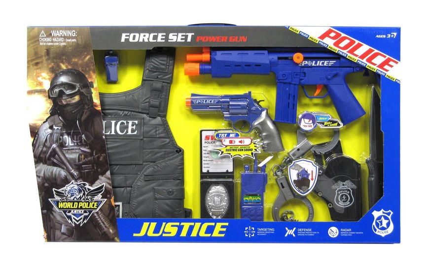 Набор полицейского Police 34270 автомат, пистолет звук, наручники, жилет, свисток 34270 фото