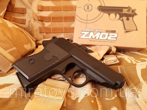 ✅ Детский пистолет металлический спринговый ZM 02 прототип Walther PPK Вальтер